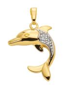 hanger dolfijn goud met zirkonia