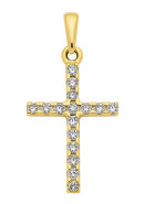 hanger kruis met zirkonia goud